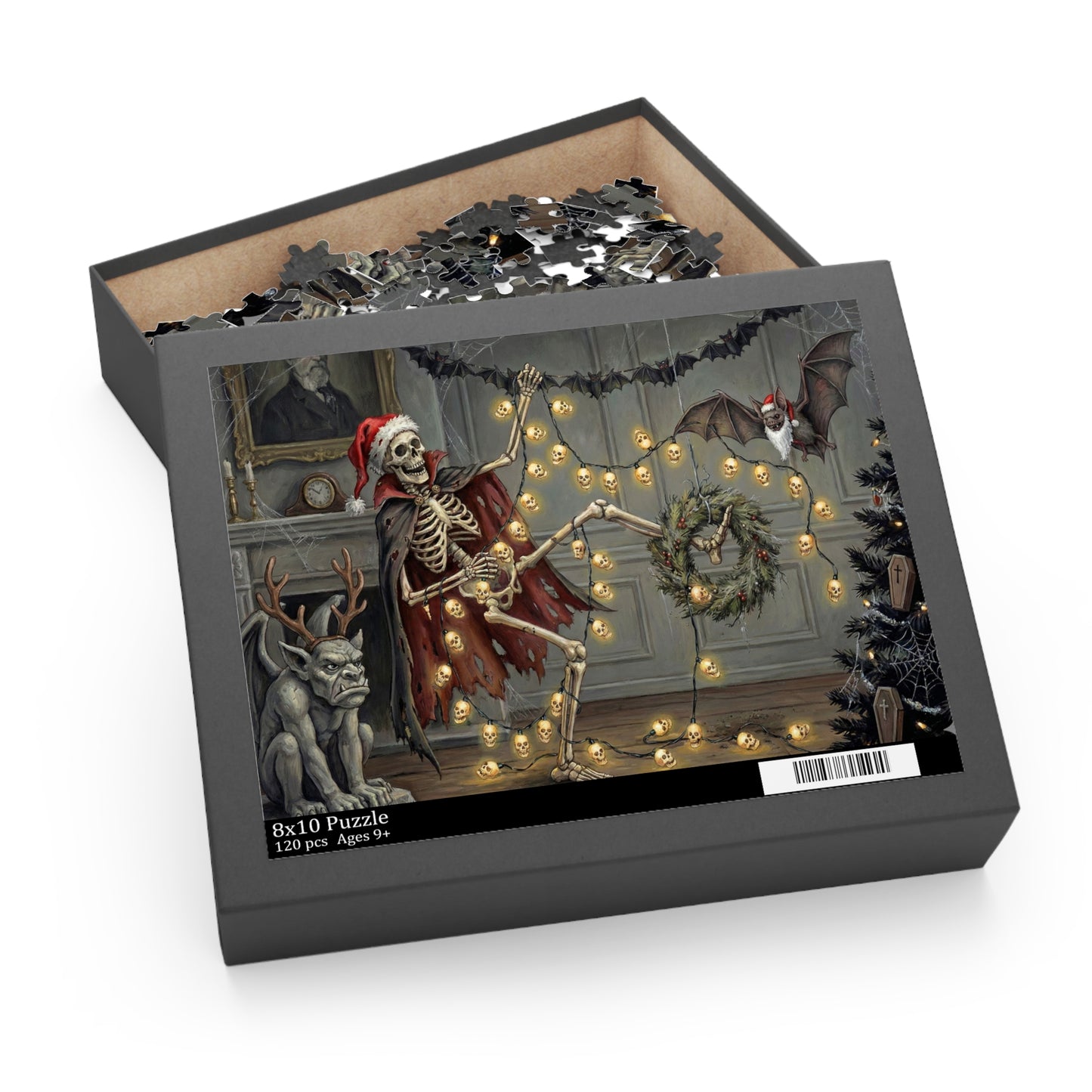 A Very Bone-y Christmas Puzzle — Spooky Holiday Jigsaw (120/252/500-Piece)