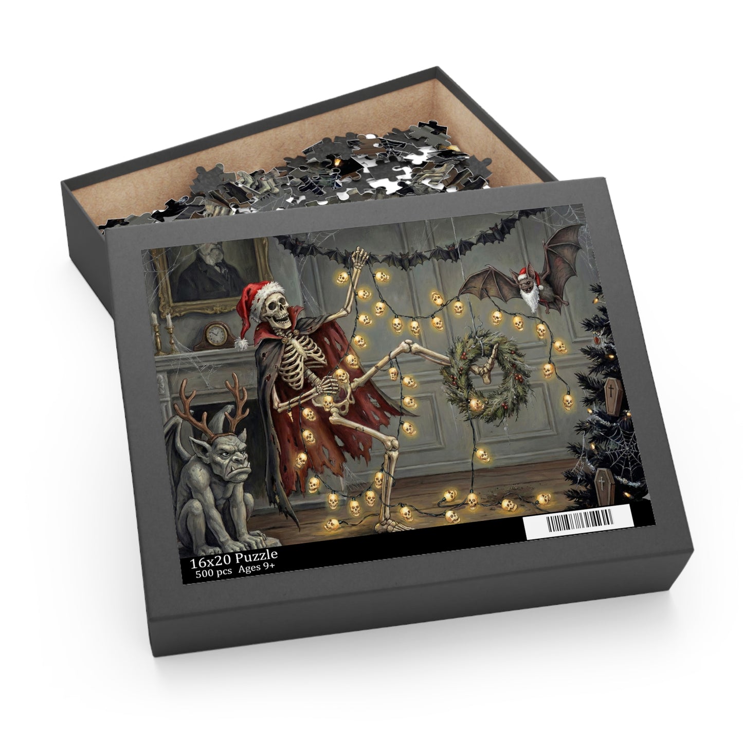 A Very Bone-y Christmas Puzzle — Spooky Holiday Jigsaw (120/252/500-Piece)