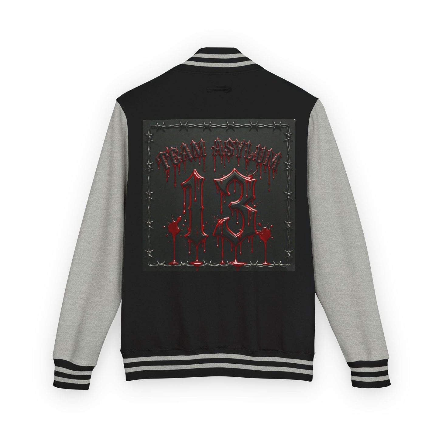 Letterman Gothic 13 Red Metal Patch Varsity Jacket
