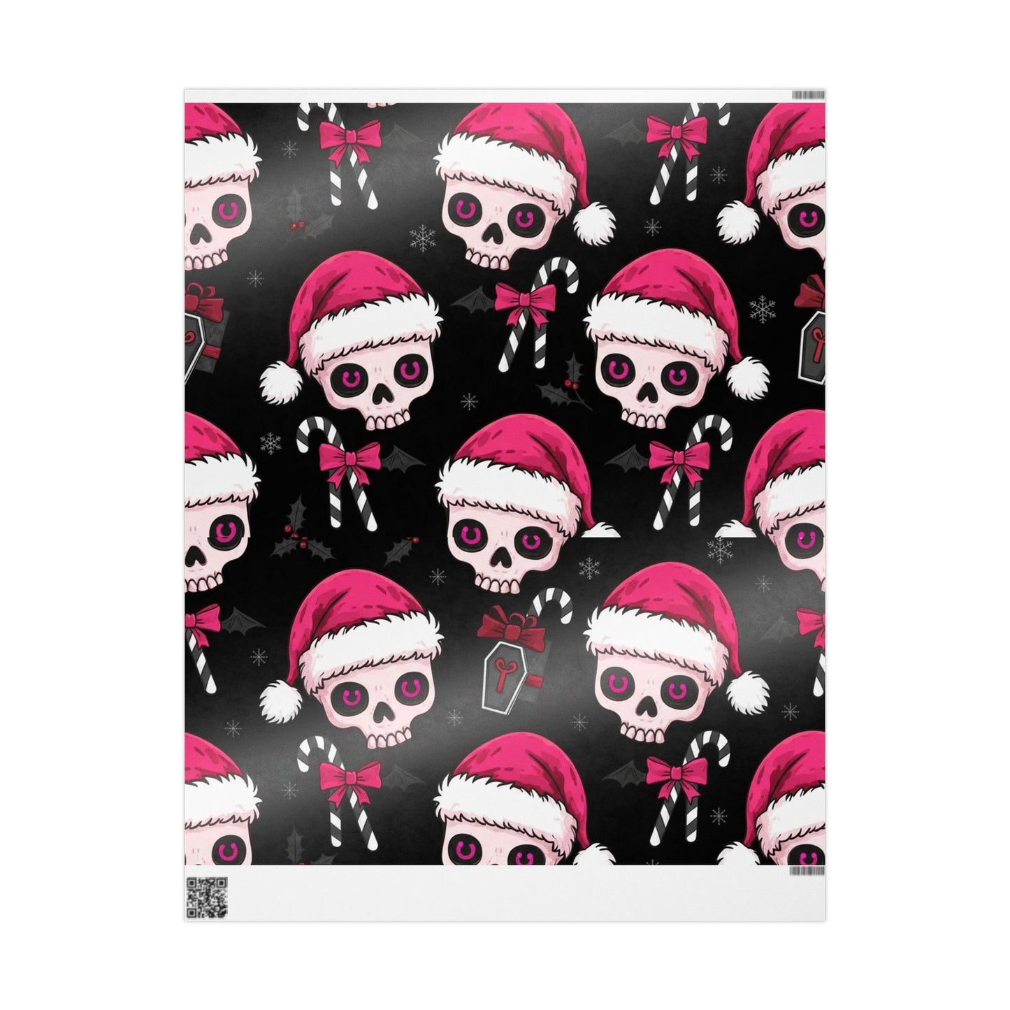 Pink & Black Gothic Sugar Skull Wrapping Paper Roll