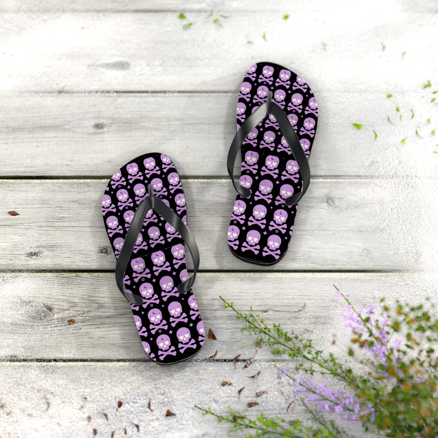 Gothic Skull Flip Flops (Purple)
