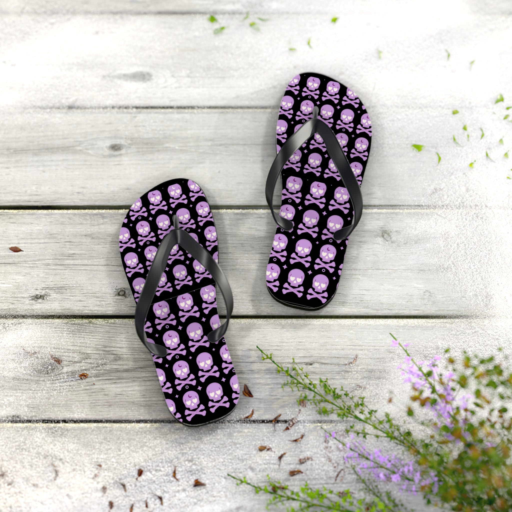 Gothic Skull Flip Flops (Purple)