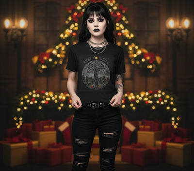 Rest in Merry Cemetery Tree Tee — Unisex Holiday Christmas Shirt