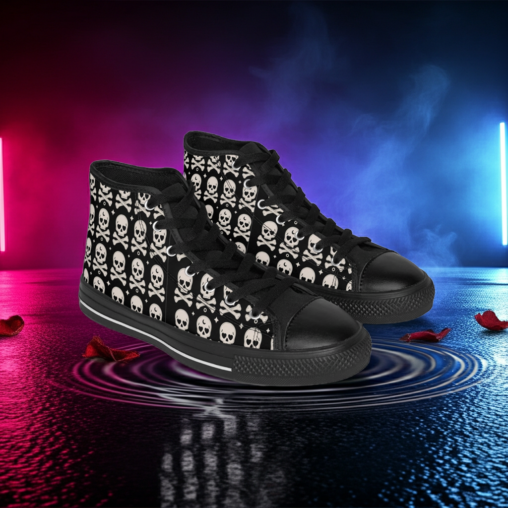 Bold Skull Print Women's High-Top Sneakers