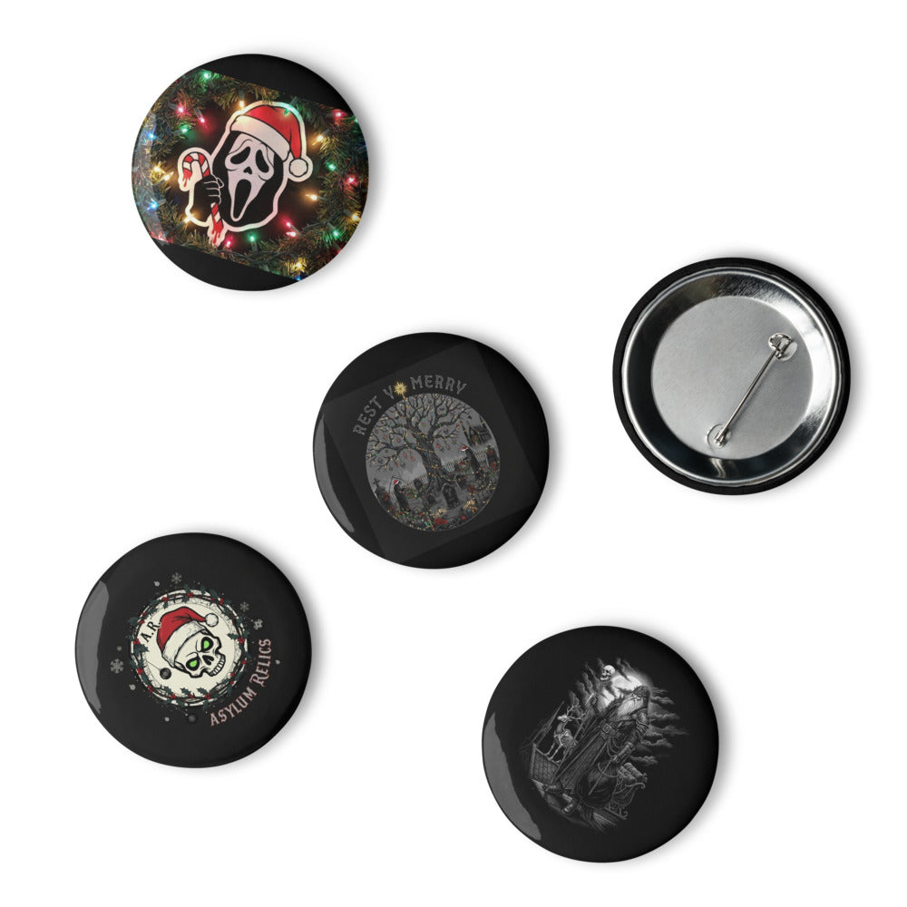 5 Christmas Horror Pin Button Set