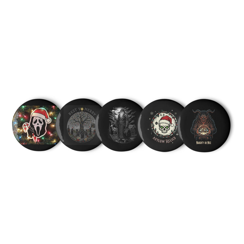 5 Christmas Horror Pin Button Set