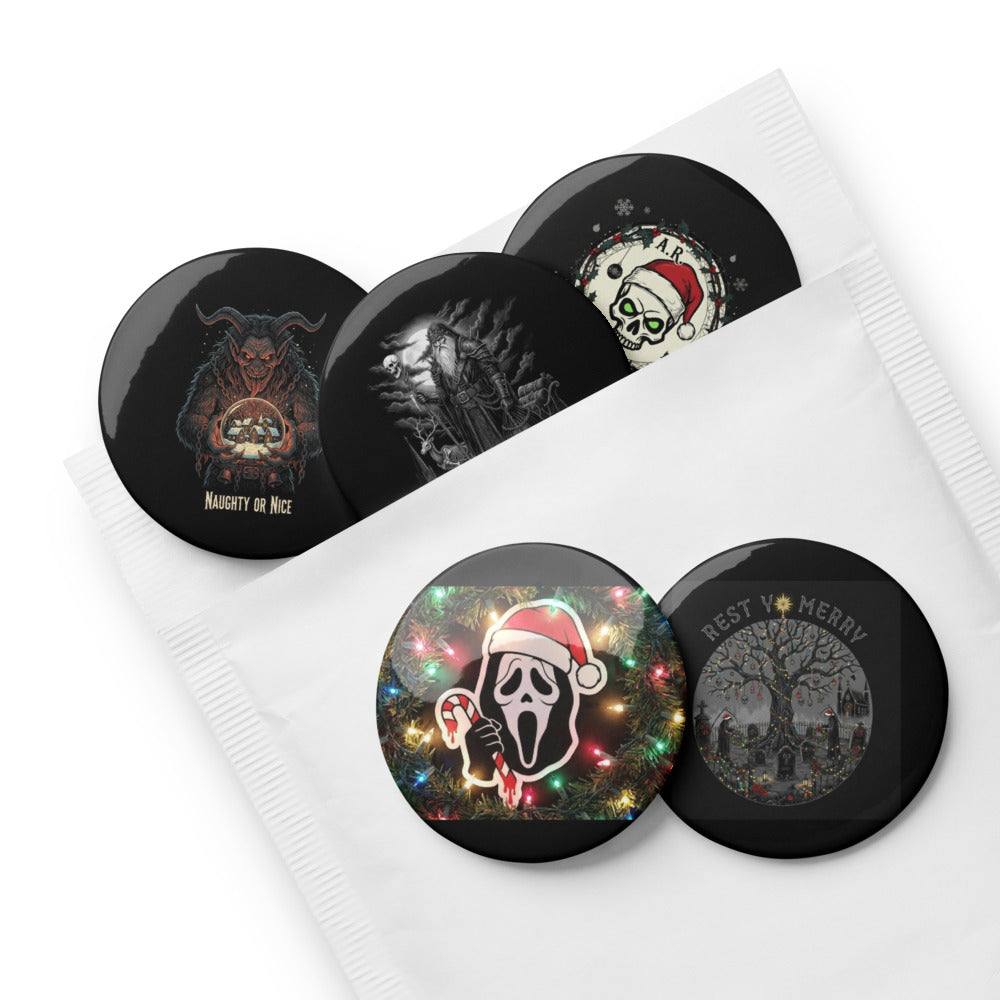 5 Christmas Horror Pin Button Set