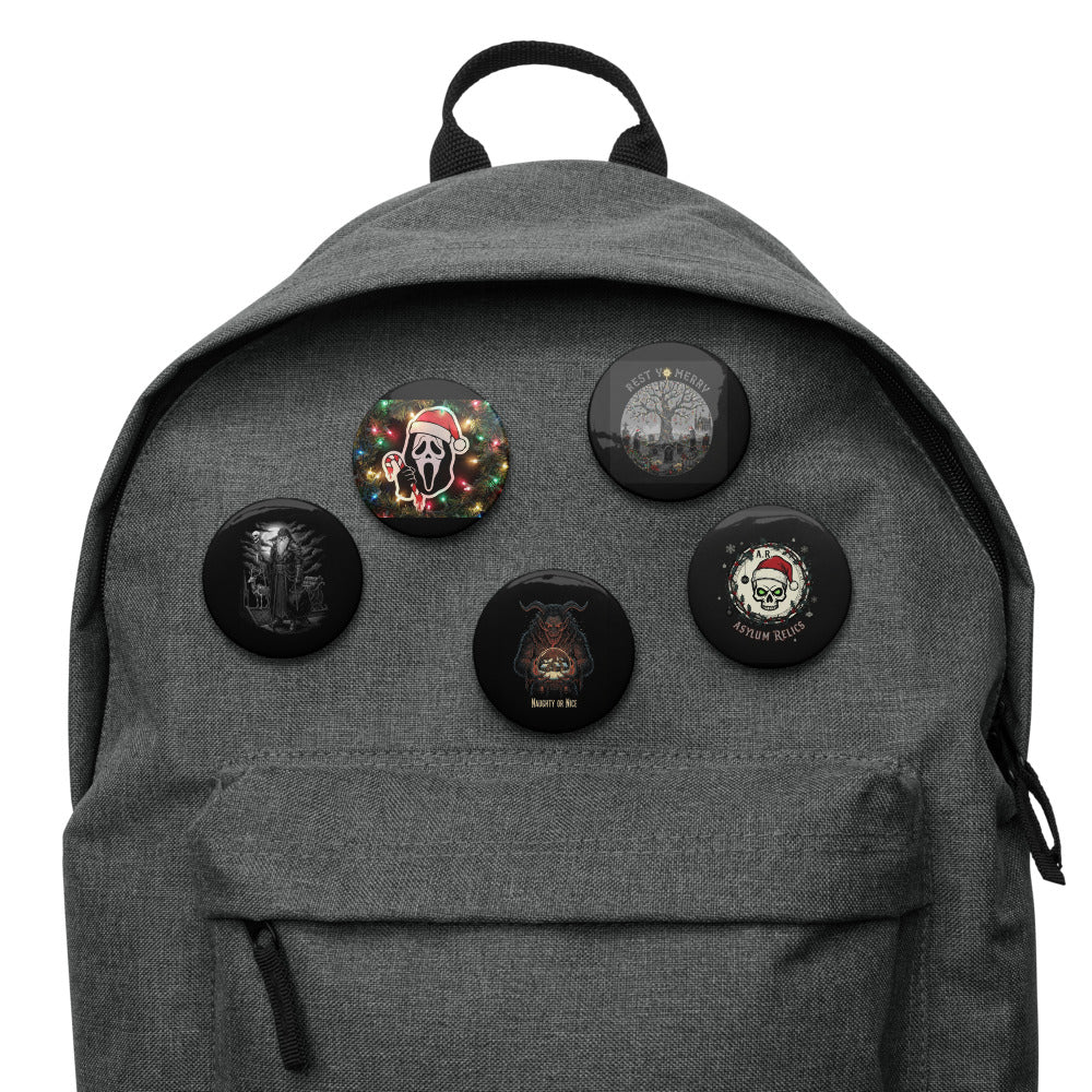 5 Christmas Horror Pin Button Set